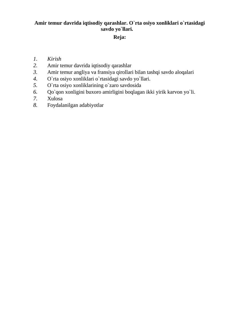 Amir Temur davrida iqtisodiy qarashlar 1