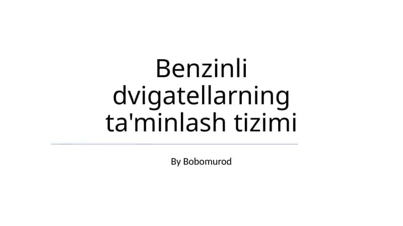 Yoqilg'i Yetkazib Berish Tizimi 1