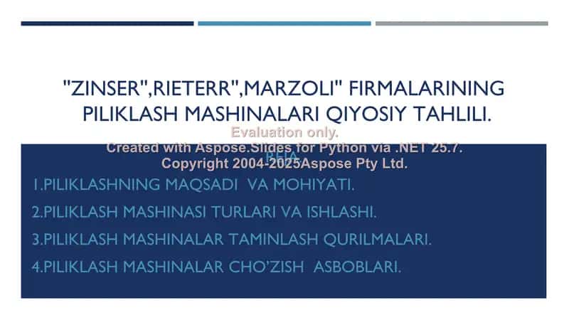 Piliklash mashinalari qiyosiy tahlili 1