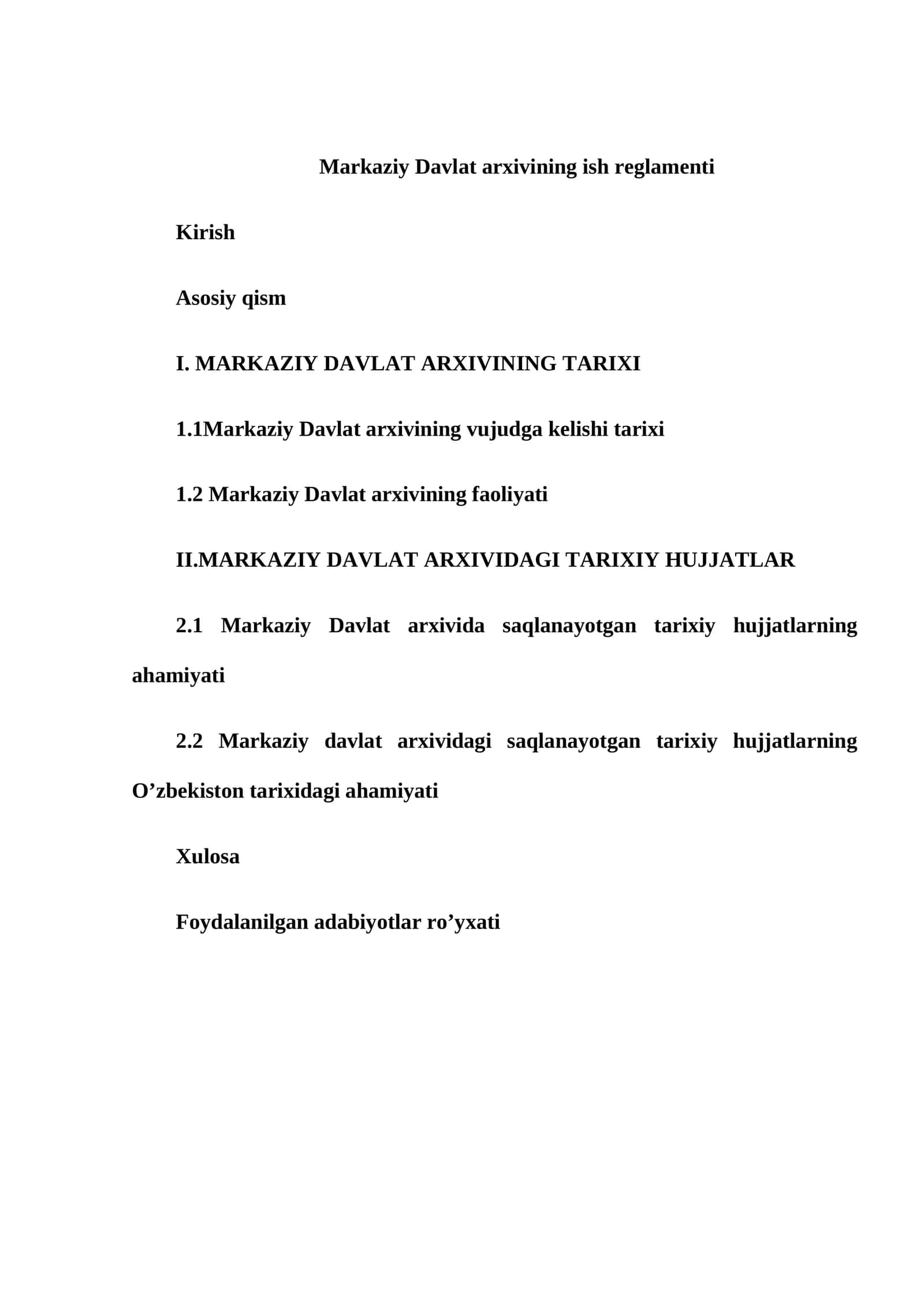 Markaziy Davlat arxivining ish reglamenti 1