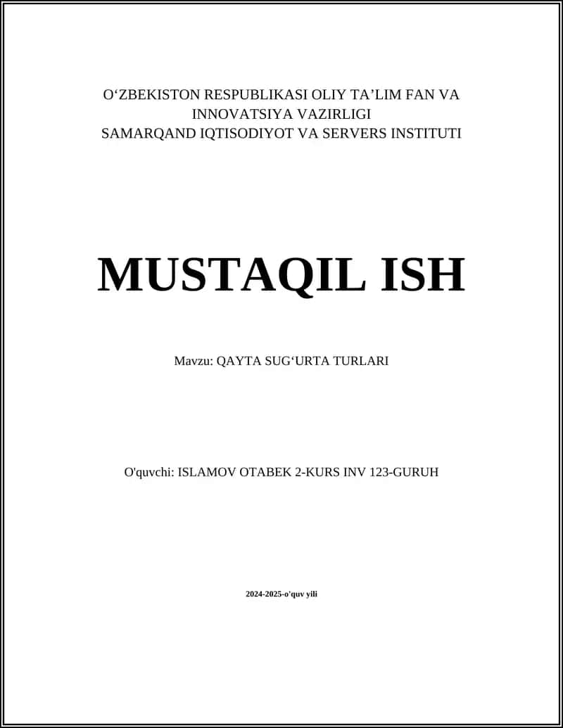 QAYTA SUGʻURTA TURLARI 1