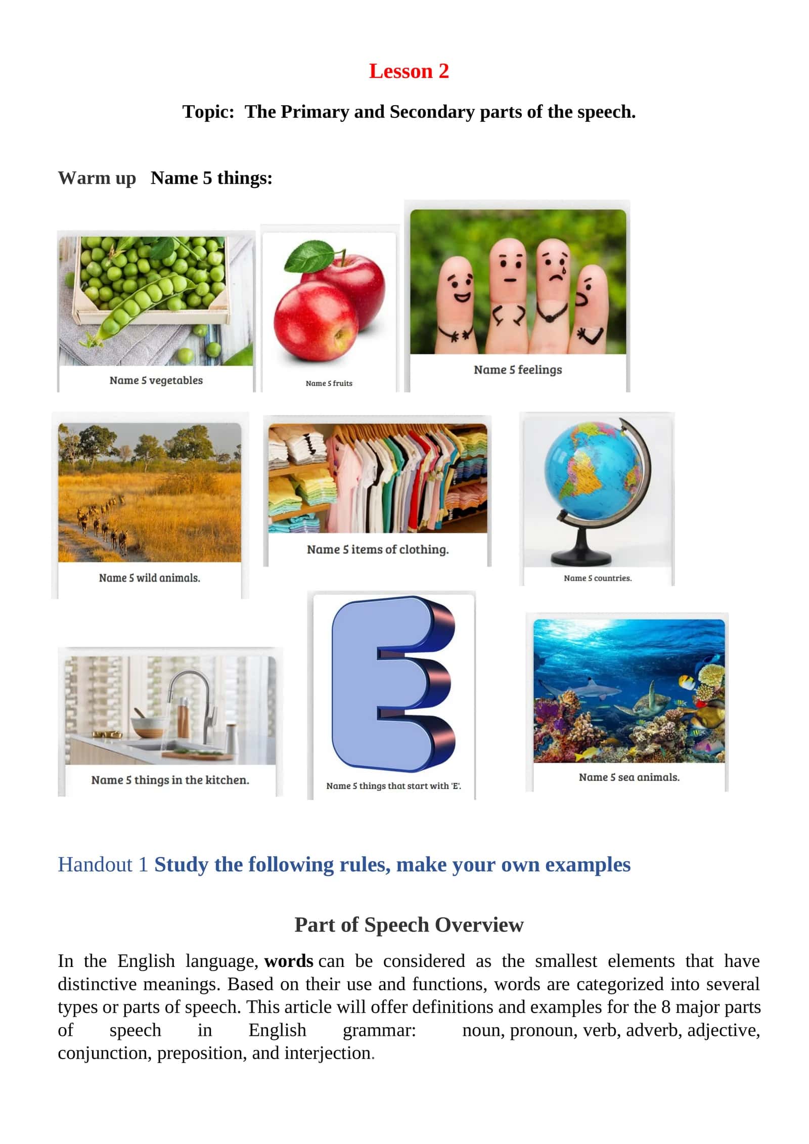 Part of Speech Overview 1