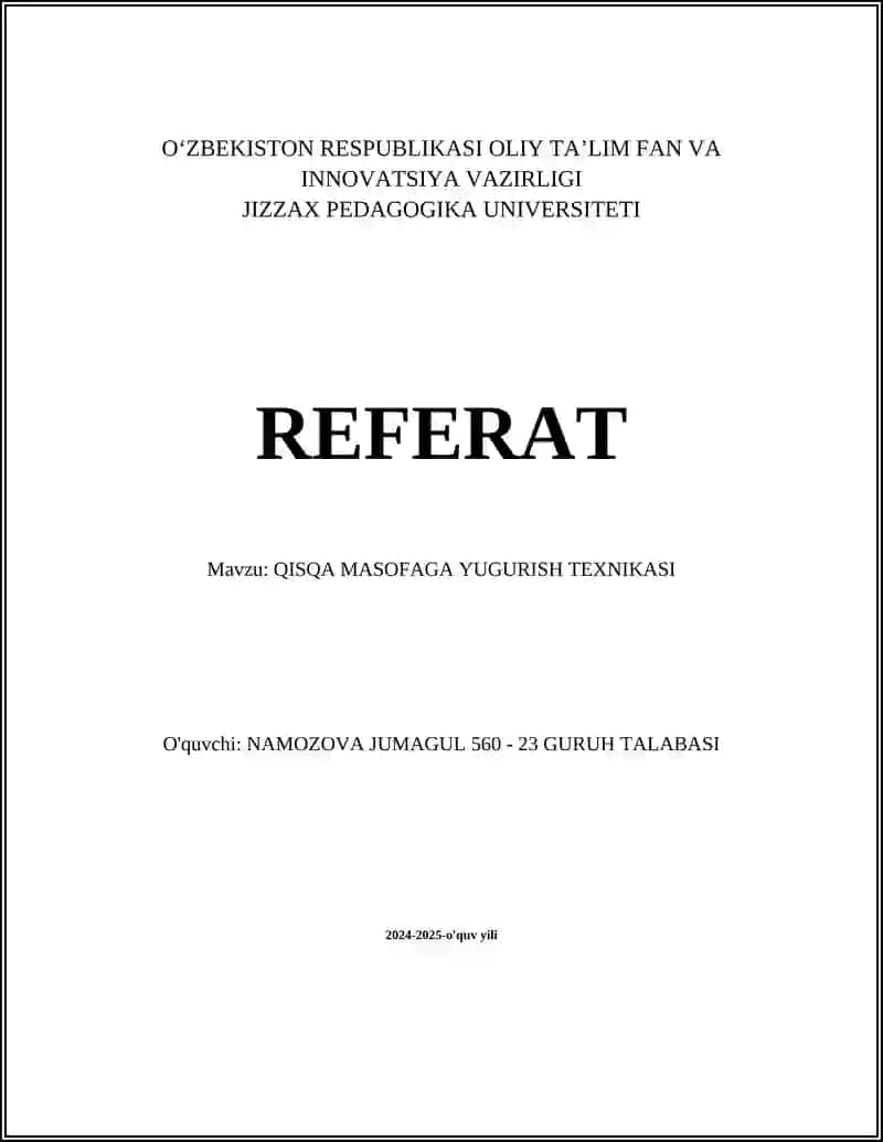 QISQA MASOFAGA YUGURISH TEXNIKASI