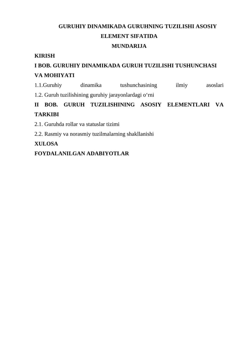 GURUHIY DINAMIKADA GURUHNING TUZILISHI ASOSIY ELEMENT SIFATIDA 1