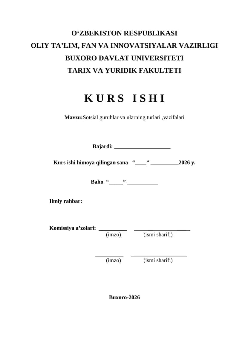 Sotsial guruhlar va ularning turlari ,vazifalari 1