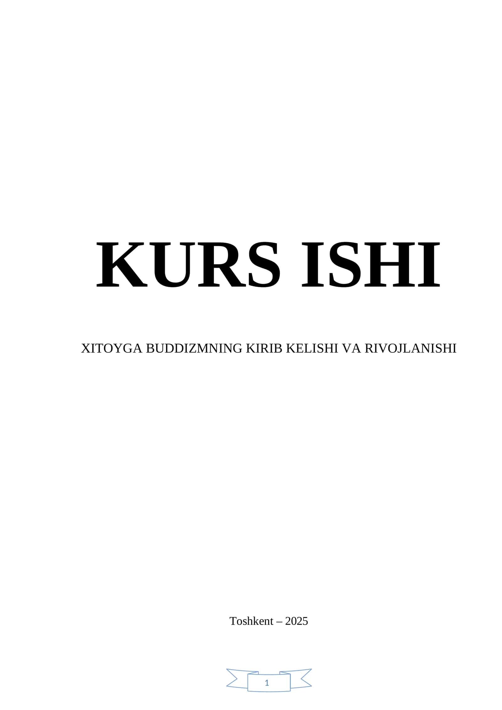 Xitoyga buddizmning kirib kelishi va rivojlanishi 1