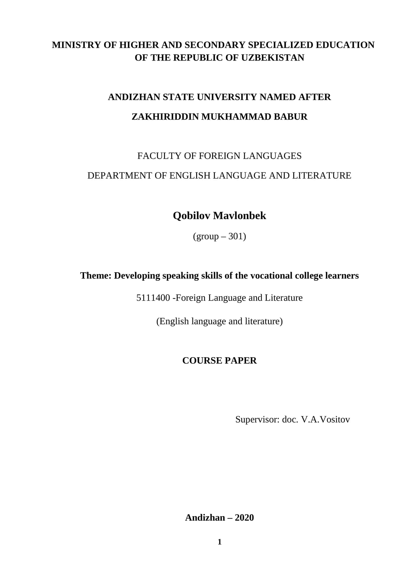 Developing speaking skills of the vocational college learners 1