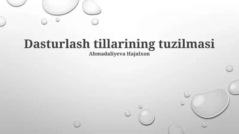 Dasturlash Tillarining Tuzilmasi 1