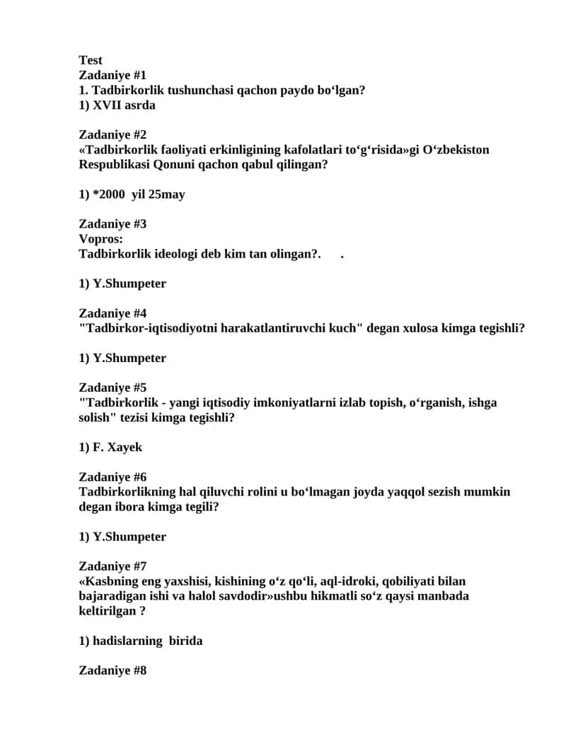 Tadbirkorlik faoliyati 1