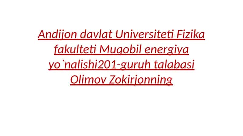 Energiya tejash soxasidagi loyixalarni moliyalashtirish 1