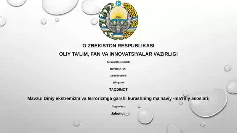 Diniy Ekstremizm va Terrorizmga Garshi Kurashning Ma'naviy-Ma'rifiy Asoslari