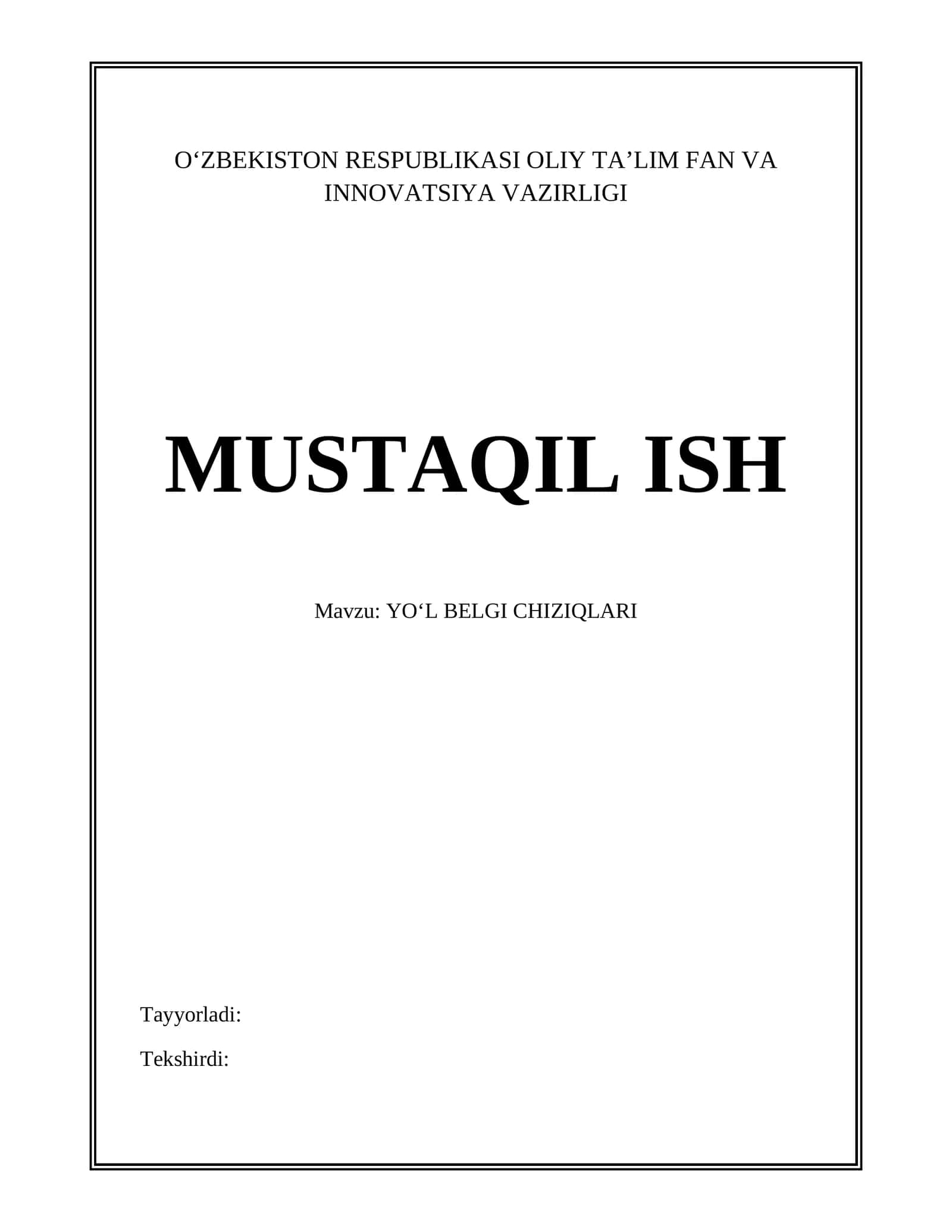 YOʻL BELGI CHIZIQLARI 1