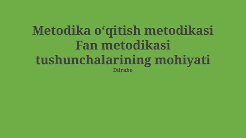 Ta'lim metodologiyasi 1