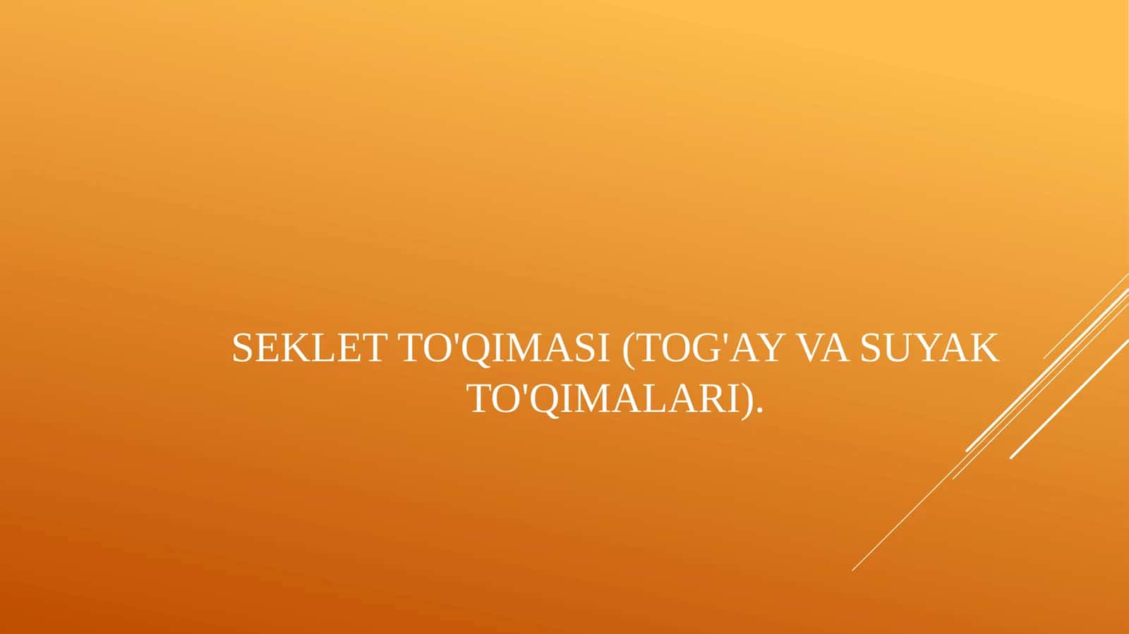 Seklet to'qimasi (tog'ay va suyak to'qimalari). 1