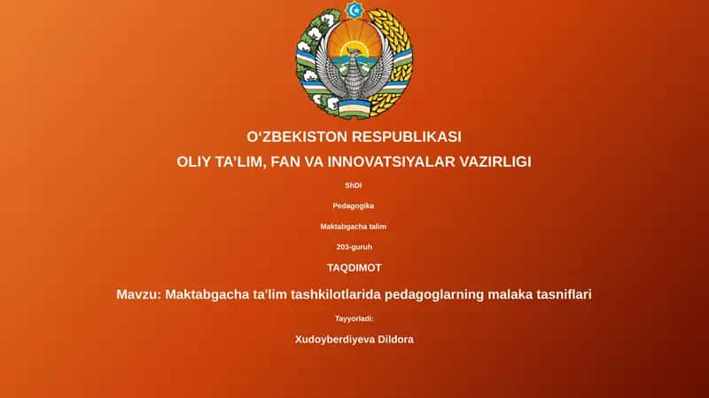 Maktabgacha ta'lim tashkilotlarida pedagoglarning malaka tasniflari 1