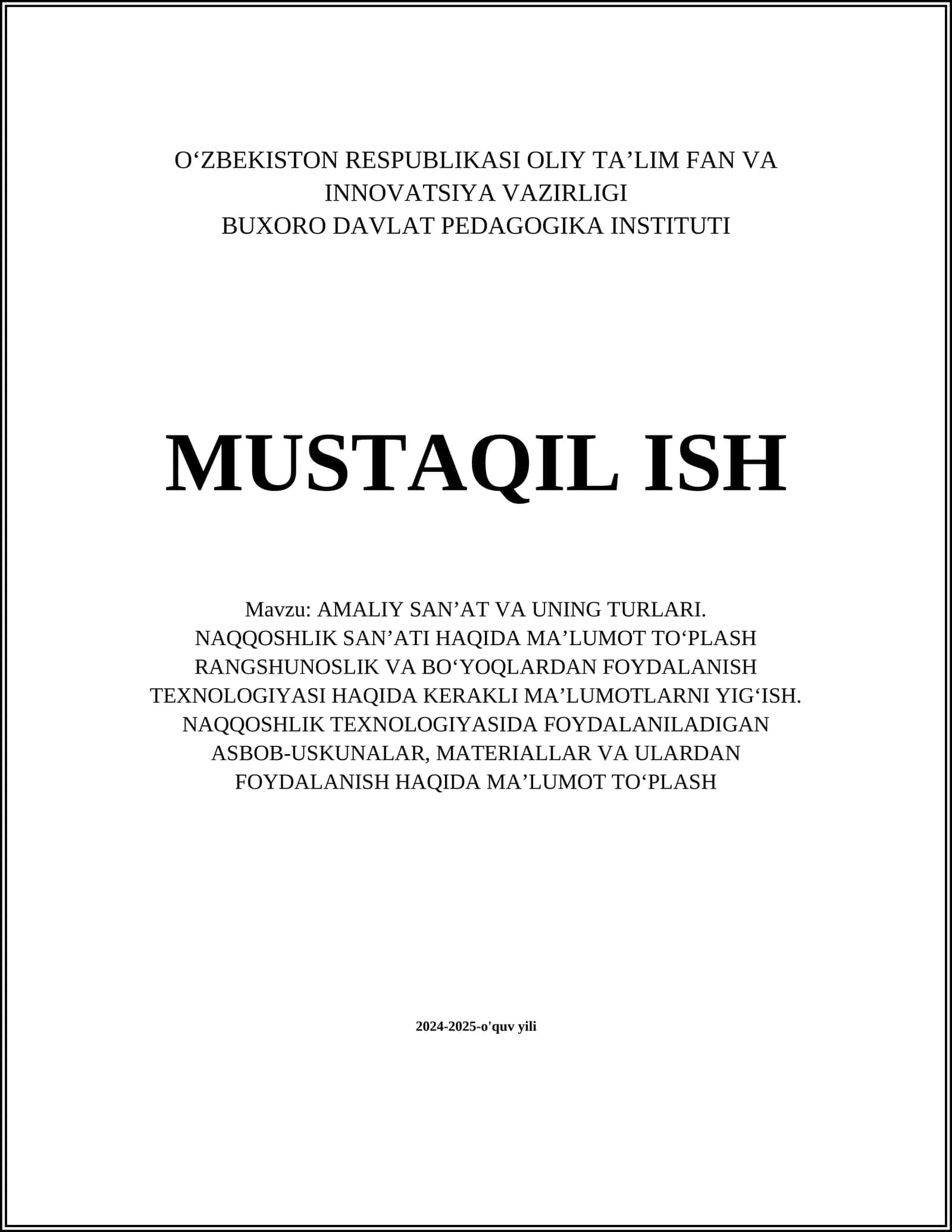 AMALIY SAN’AT VA UNING TURLARI 1