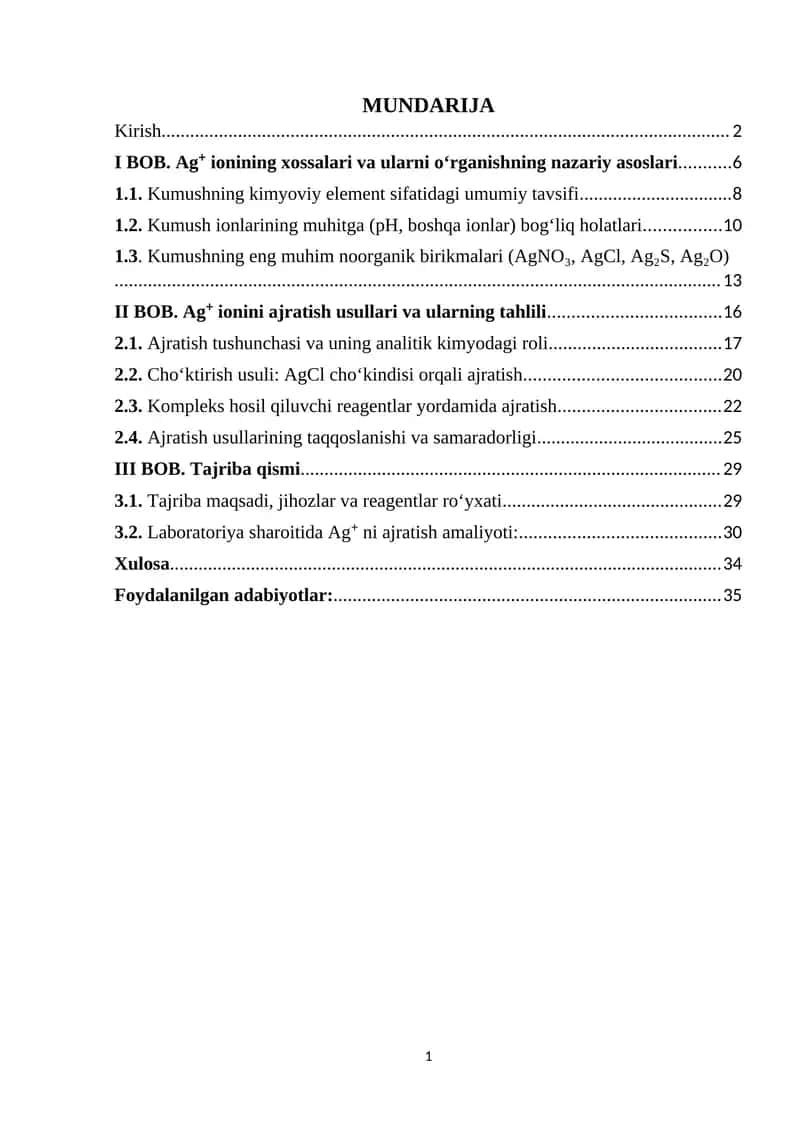 Ag⁺ (Kumush) ionining xossalari va ularni o‘rganishi 1