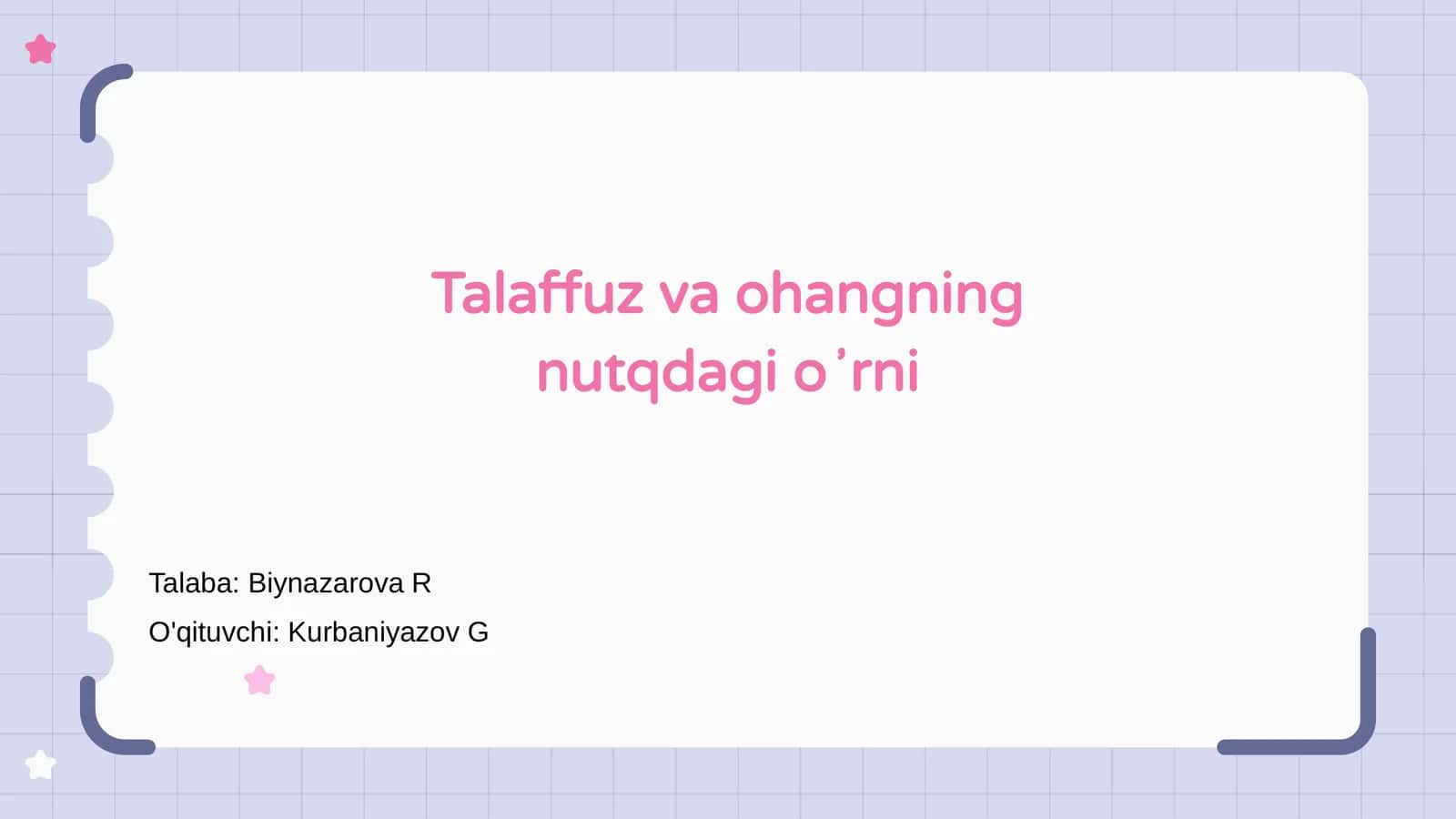 Talaffuz va ohangning nutqdagi oʼrni 1
