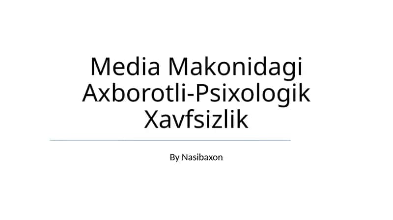 Axborot va Psixologik Xavfsizlik 1