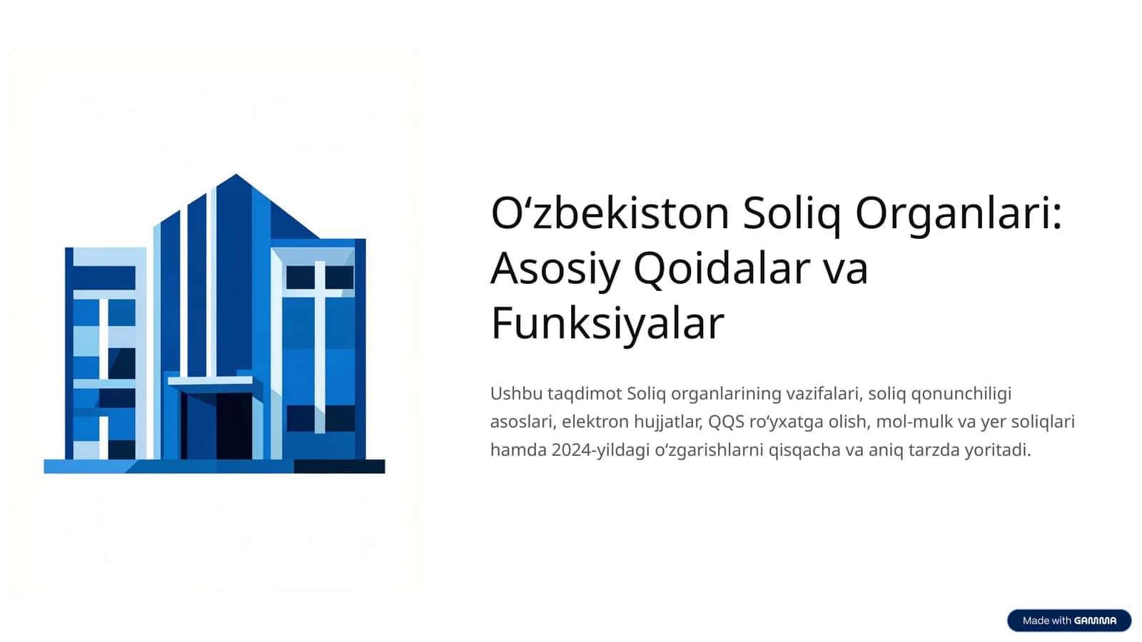 Oʻzbekiston Soliq Organlari: Suhbat uchun 1