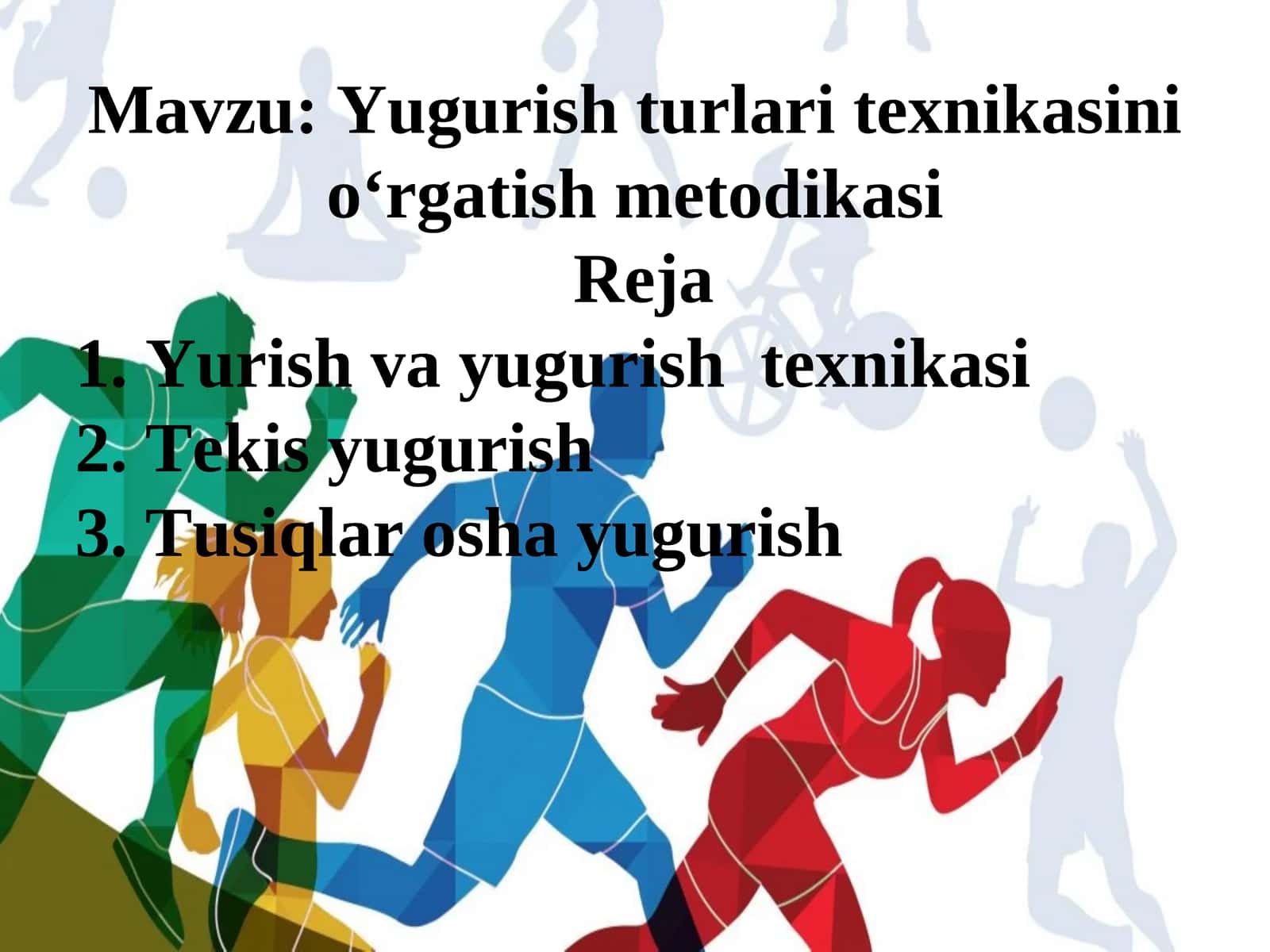 Yugurish turlari texnikasini o‘rgatish metodikasi 1