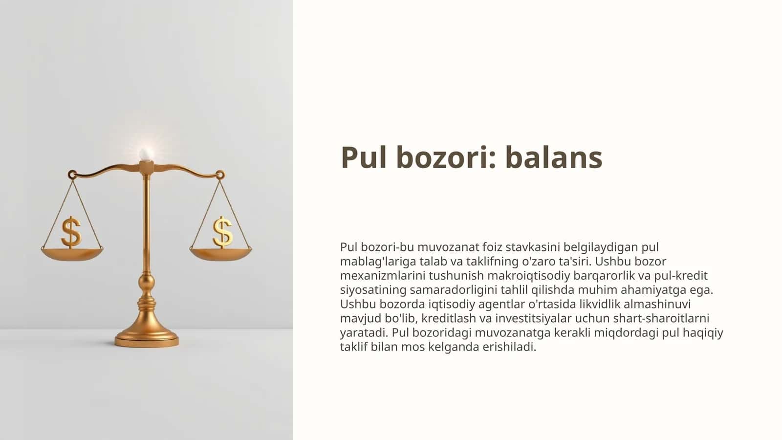 Pul bozori: balans 1