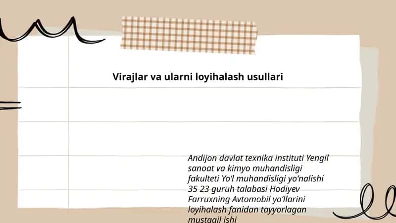 Virajlar va ularni loyihalash usullari 1