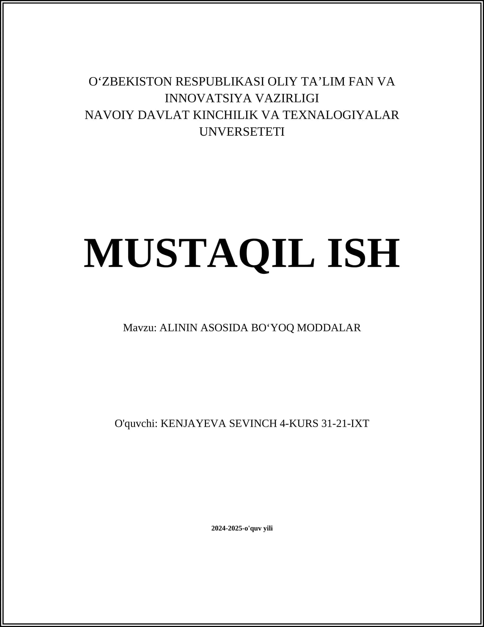 ALININ ASOSIDA BOʻYOQ MODDALAR 1
