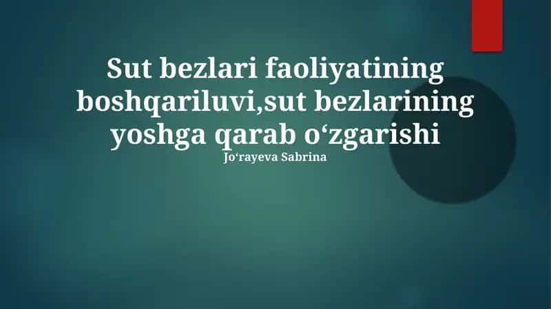 Sut bezlarining faoliyatini tartibga solish 1