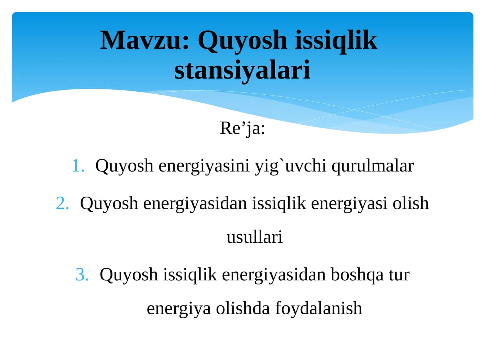 Quyosh issiqlik stansiyalari 1