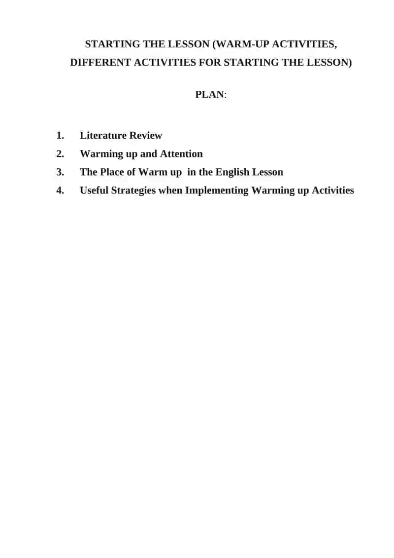 The Role of Warm-Up Activities in English Classes