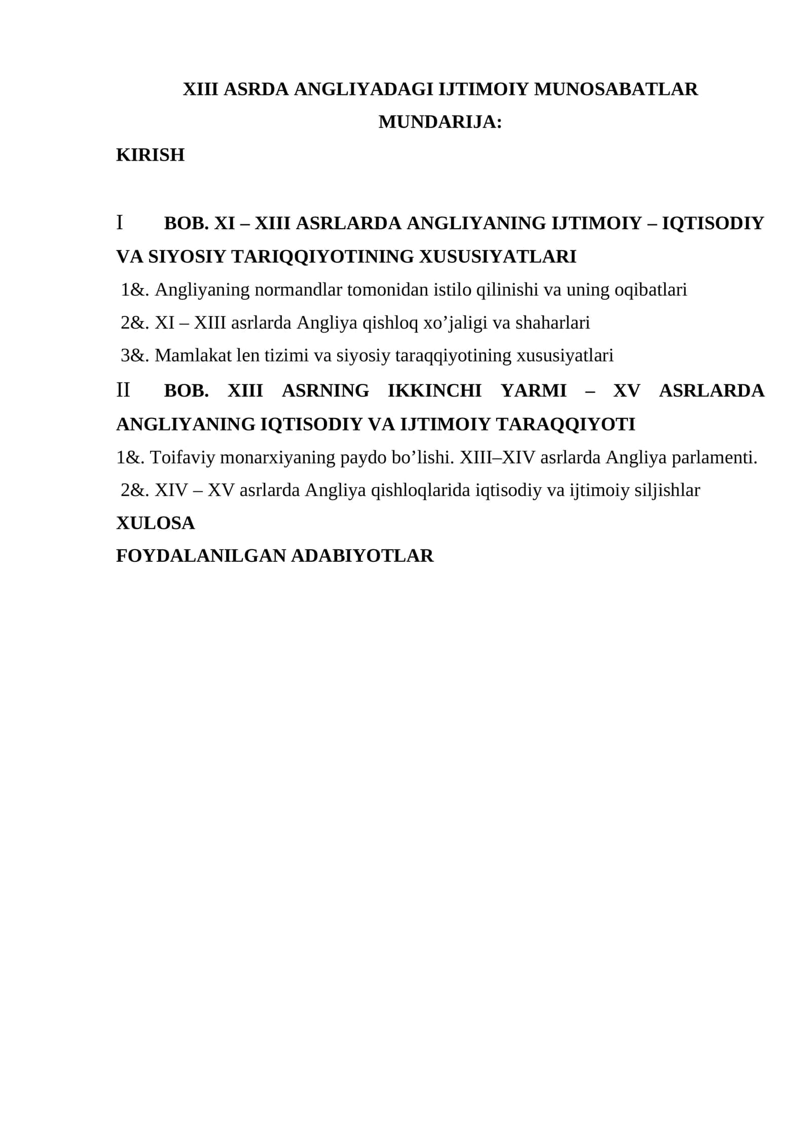 XIII ASRDA ANGLIYADAGI IJTIMOIY MUNOSABATLAR 1