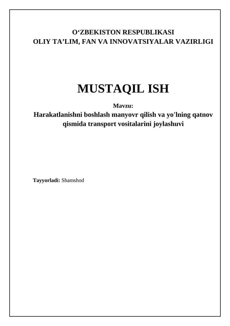 Harakatni boshlash asoslari 1