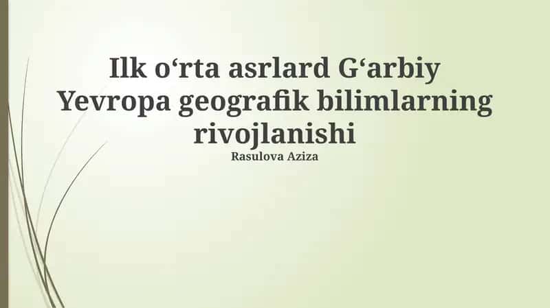 G‘arbiy Yevropa geografik bilimlarning rivojlanishi 1