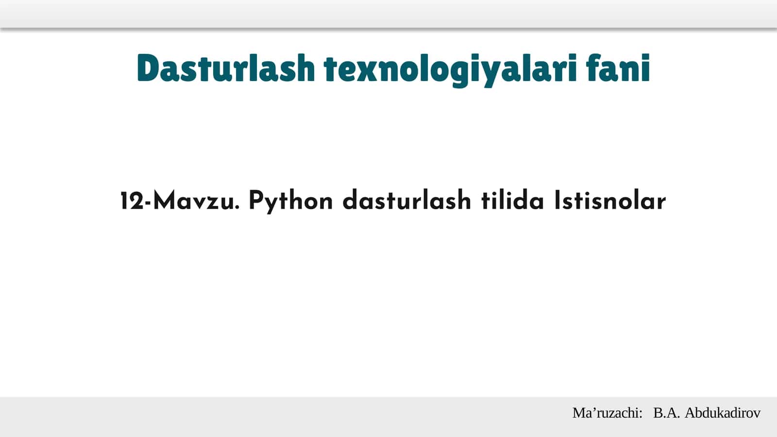 Python dasturlash tilida Istisnolar 1