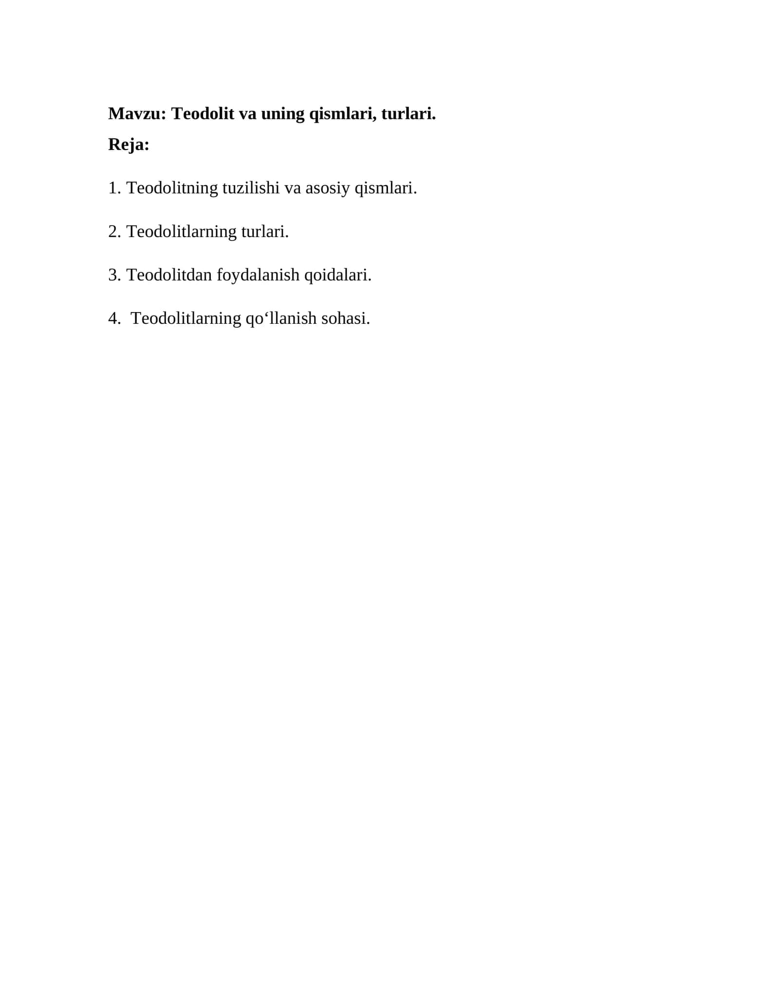 Teodolit va uning qismlari, turlari 1