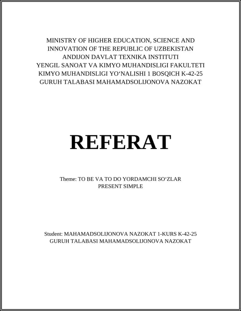 TO BE VA TO DO YORDAMCHI SOʻZLAR 1