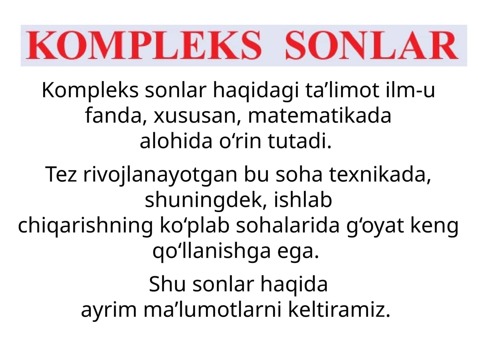 Matematikada alоhida o‘rin tutadi 1