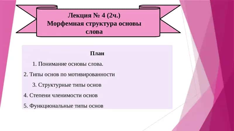 Морфемная структура основы слова 1