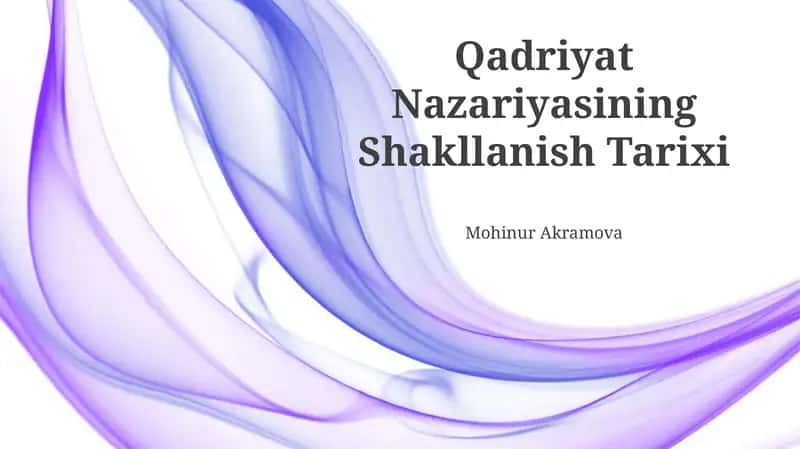 Qadriyat Nazariyasining Shakllanish Tarixi 1