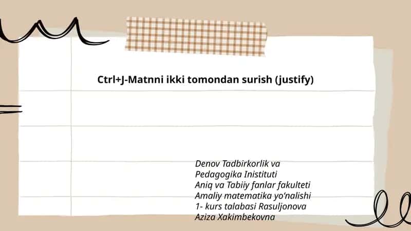 Matnni ikki tomondan surish (justify) 1