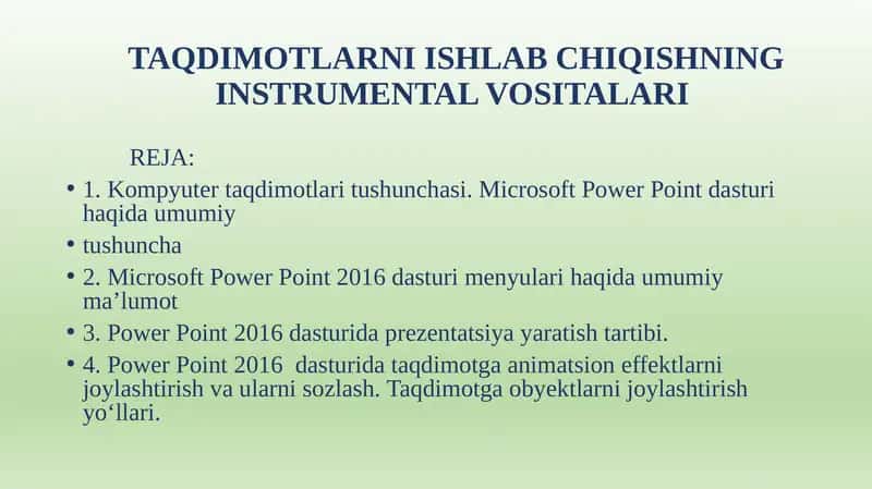 TAQDIMOTLARNI ISHLAB CHIQISHNING INSTRUMENTAL VOSITALARI 1