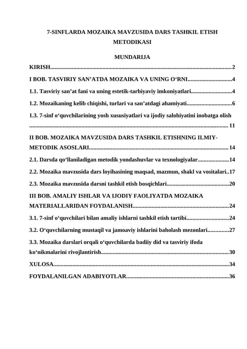 7-SINFLARDA MOZAIKA MAVZUSIDA DARS TASHKIL ETISH METODIKASI 1