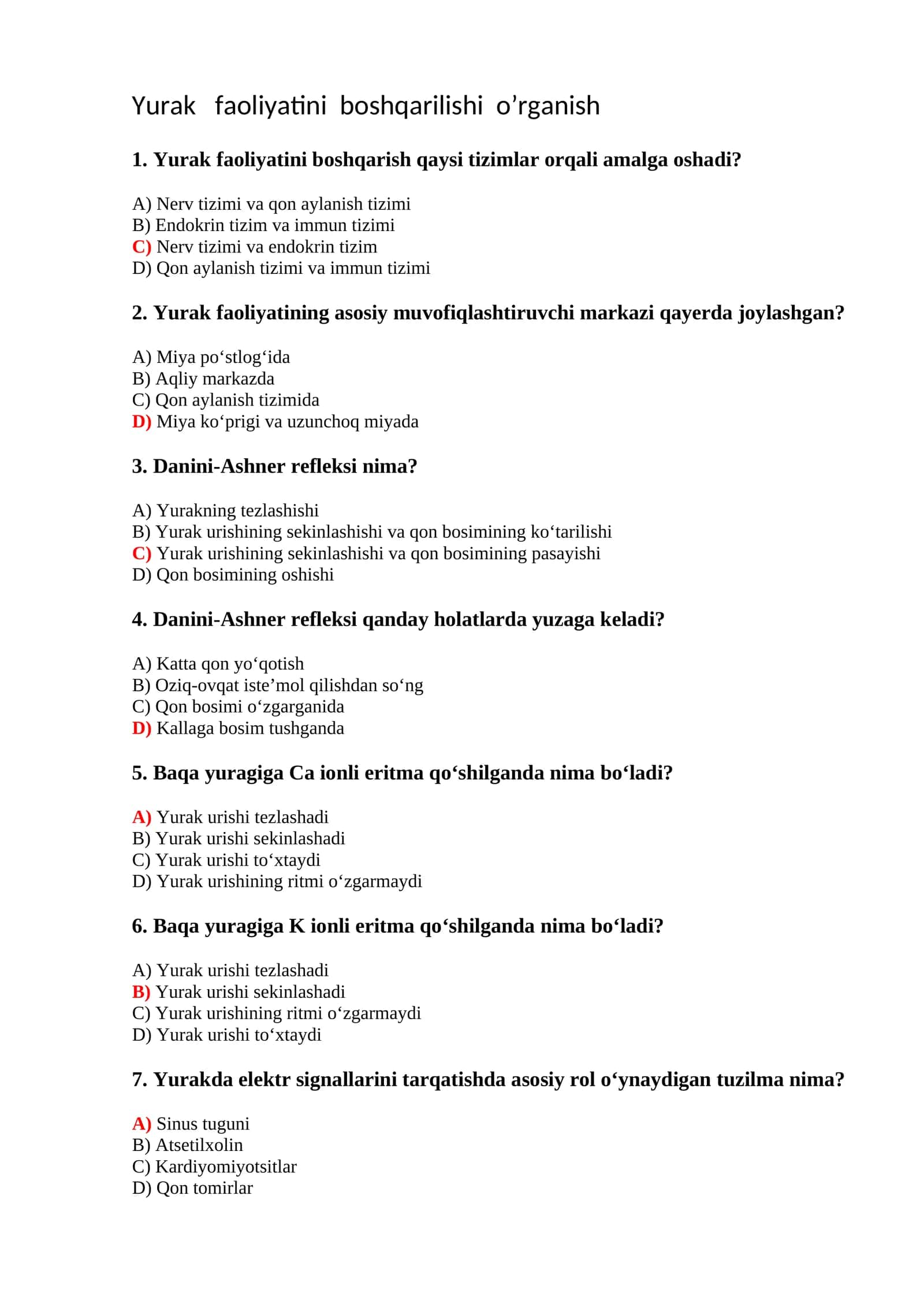 Yurak faoliyatini boshqarish 1