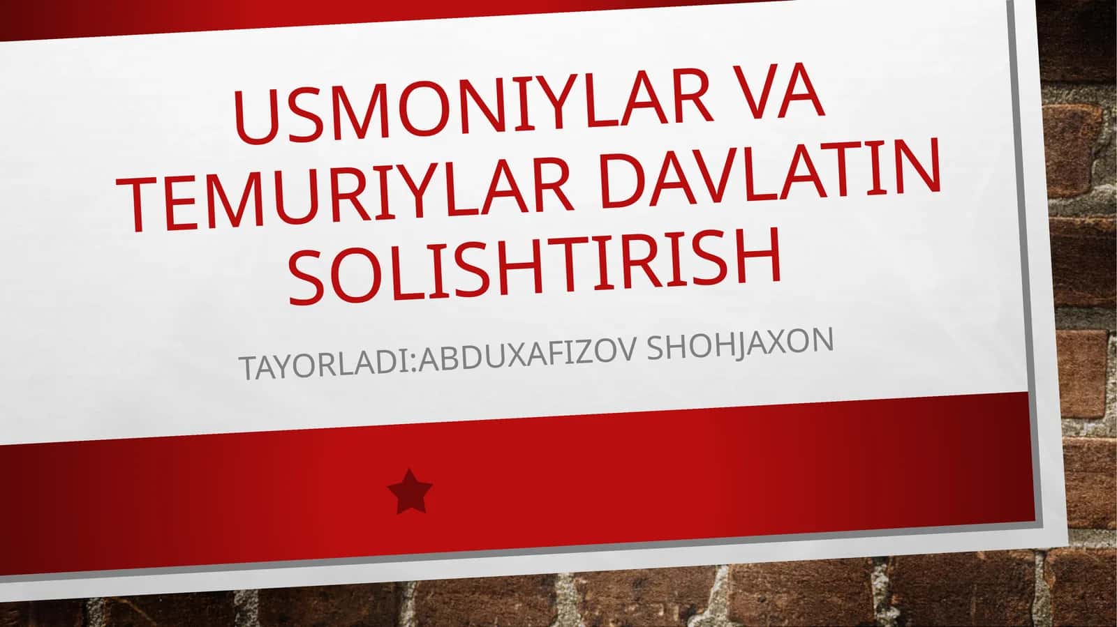 Usmoniylar va Temuriylar davlatinSolishtirish 1