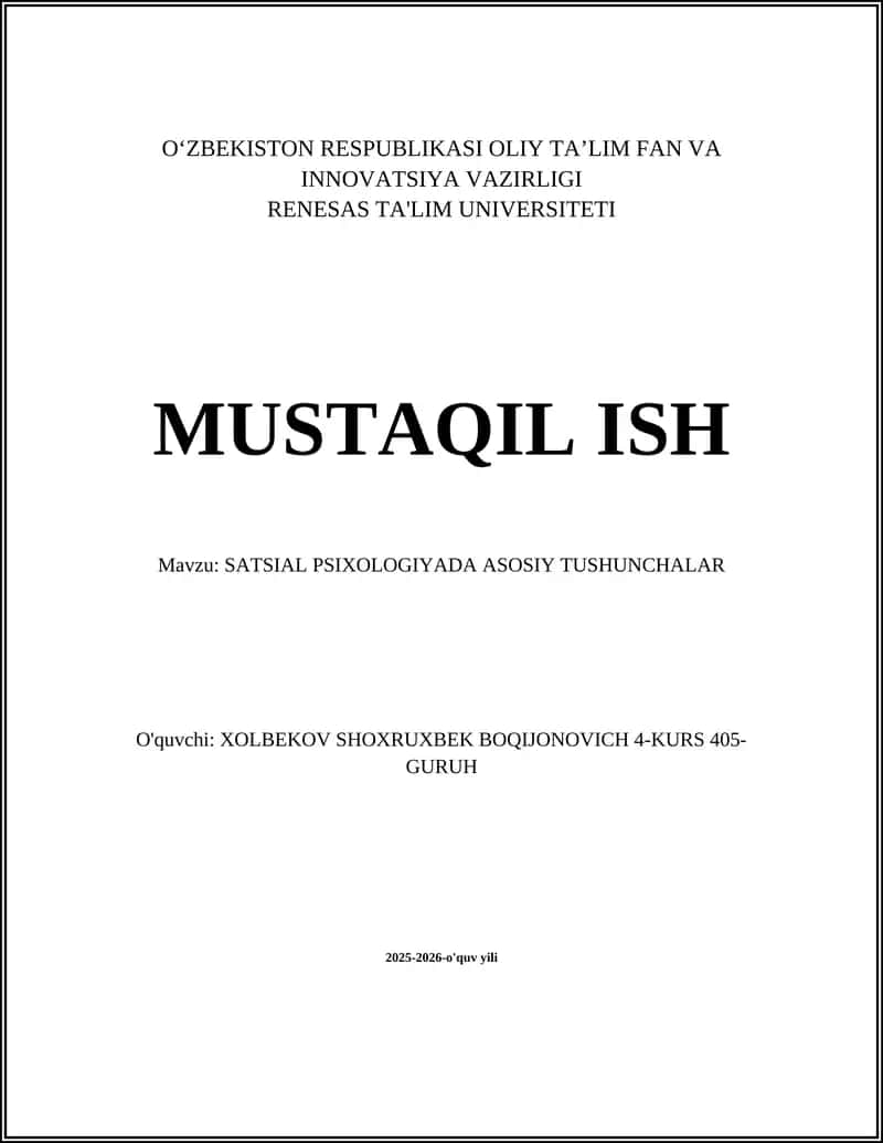 SATSIAL PSIXOLOGIYADA ASOSIY TUSHUNCHALAR 1