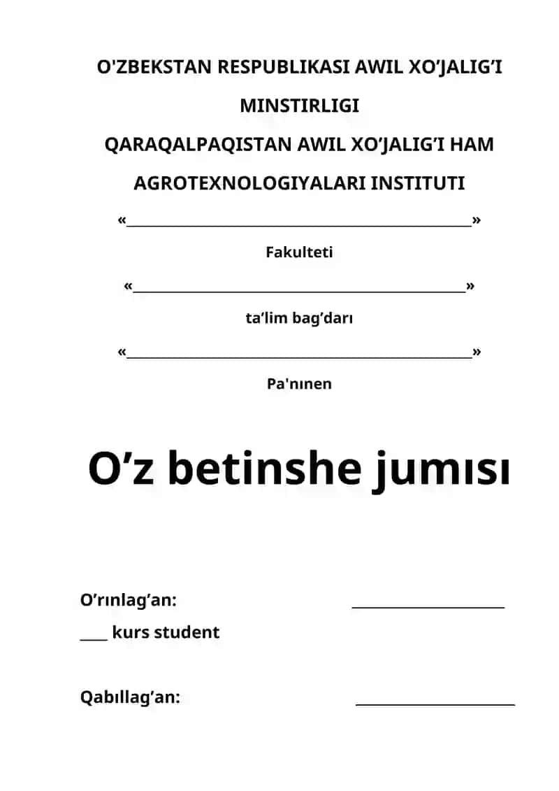 O'zbekiston Respublikasi Awil xo'jaligi ministrligi