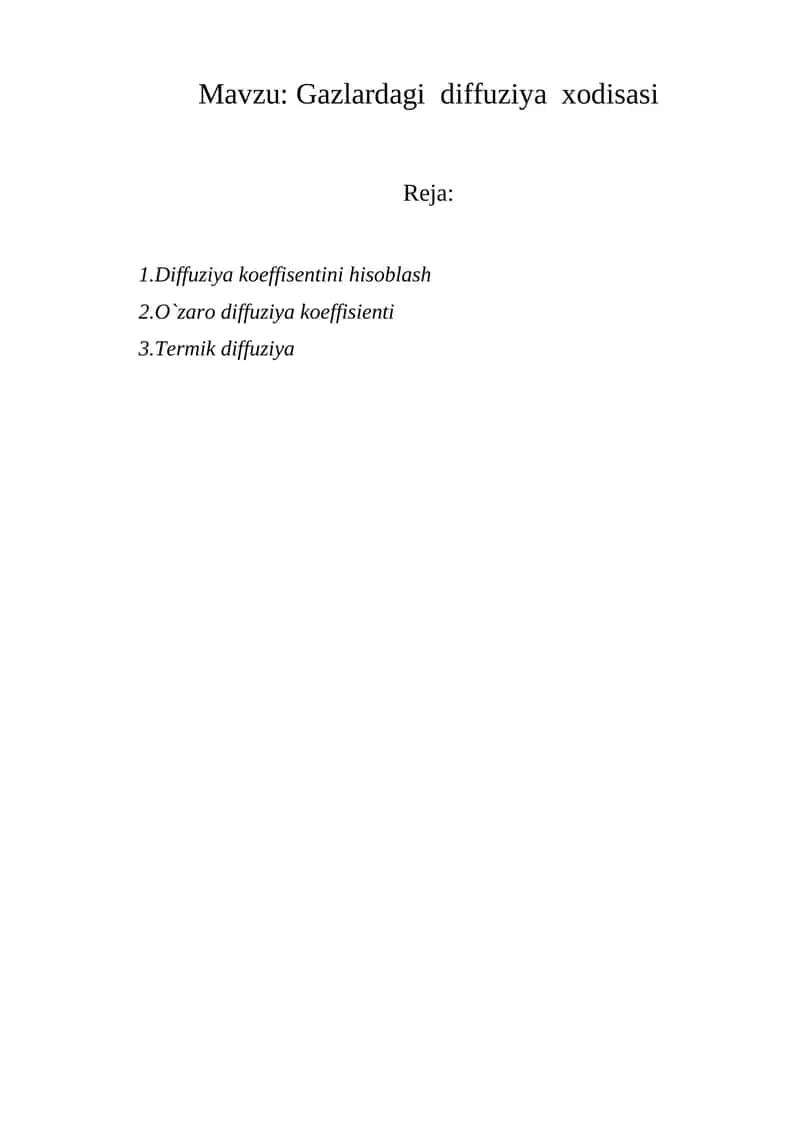 Gazlarda diffuziya xodisasi 1