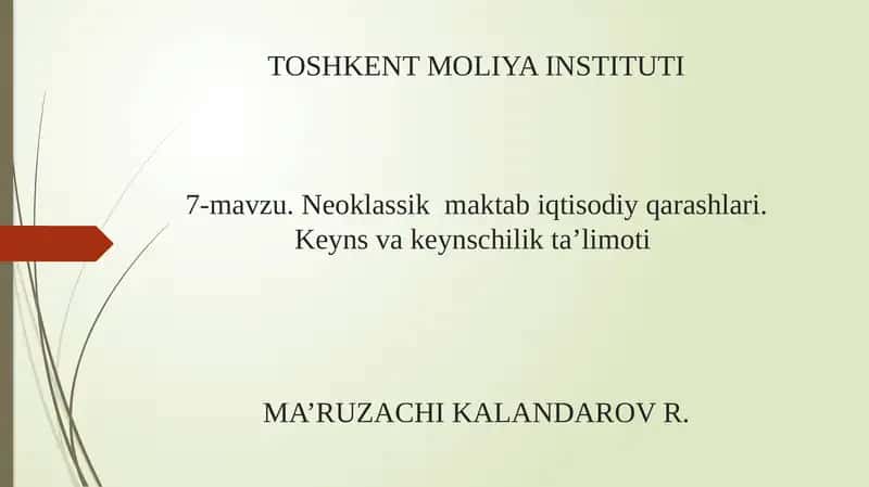 Neoklassik maktab iqtisodiy qarashlari 1