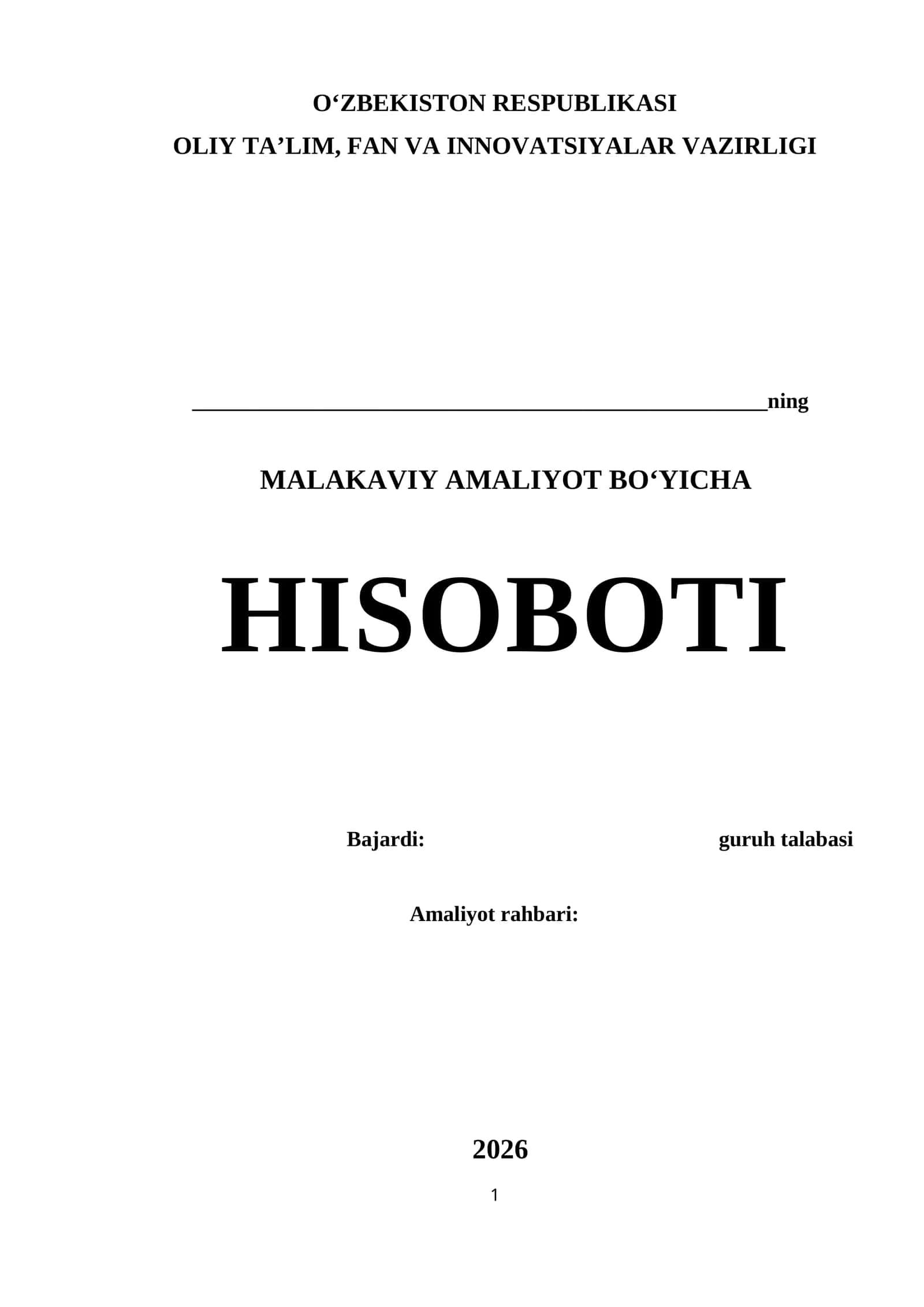 Mahalla amaliyot hisoboti namuna 1